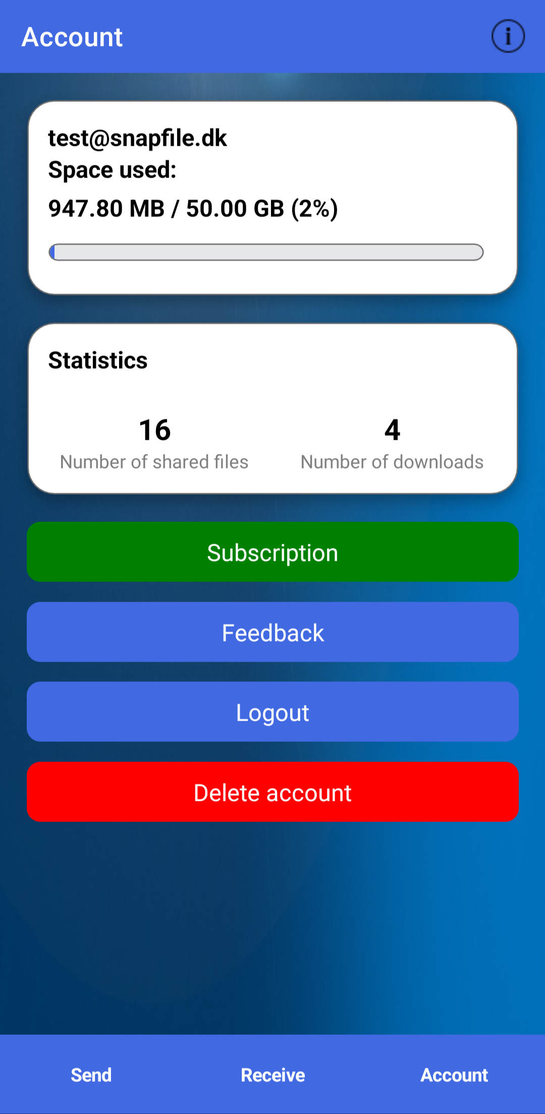 Account page